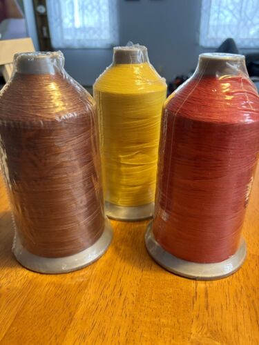 New 3 Count Coats Tex-70 69 Bonded Nylon Thread 16 oz Spool Brown, Red, Yellow