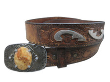 Sz 36 Larry Mahan Leegin FRANK Western Leather Belt JASPER BUCKLE Hand Made USA