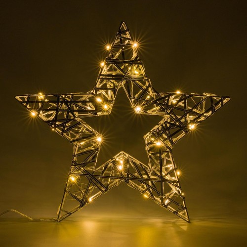 Silberdraht Stern 30 LED warm weiß Ø 40 cm Batterie Timer Weihnachts-Stern Xmas - Bild 2 von 7