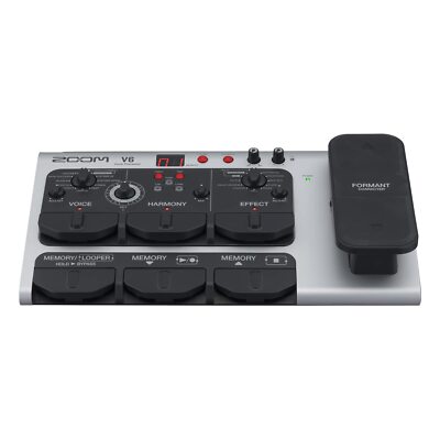 ZOOM V6-SP Vocal Processor Looper Formant Octave Pitch Correct Pedal Silber NEU