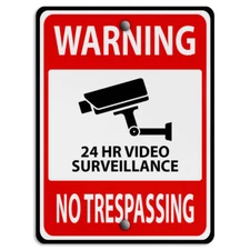Vertical Metal Sign Surveillance F Video Weatherproof Street