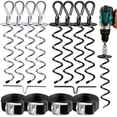 4/8x 38 cm Erdanker Bodenanker Befestigung Set Trampolin Zelt 1400kg 900kg 2,5m