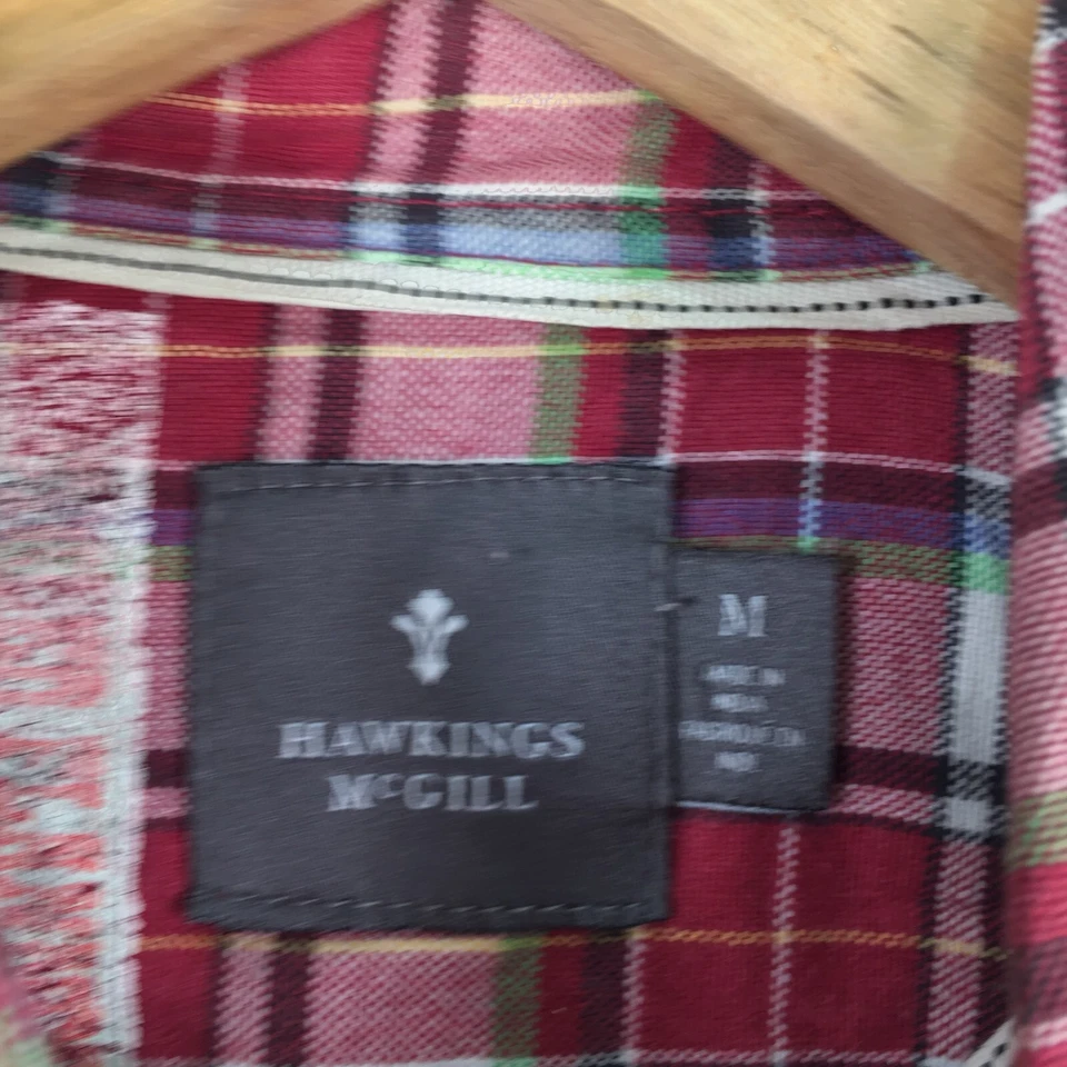 Hawkings McGill manly long board mens button up shirt size M red plaid 080548 - Image 3 of 4