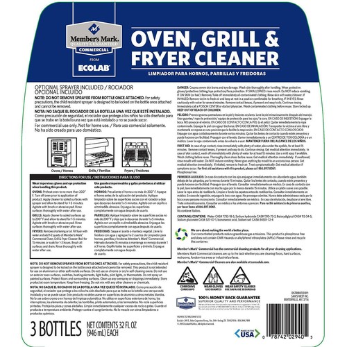 Member's Mark Commercial Oven, Grill and Fryer Cleaner 32 oz. x 3 pk