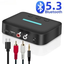 USB Bluetooth 5.3 Audio Receiver Adapter Wireless Stereo Music 3.5mm AUX R/L RCA