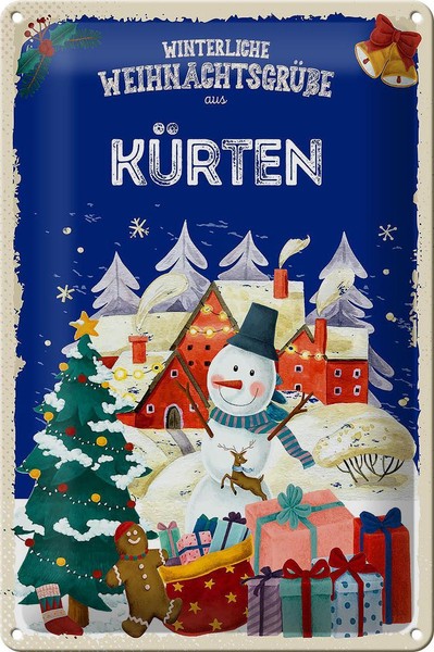 Blechschild WeihnachtsgrüßE KÜRten Geschenk Fest Deko Schild Tin Sign 20X30 Cm-image