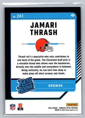 Jamari Thrash Rookie Base Brown 2024 Panini Optic Football - Picture 2 of 2