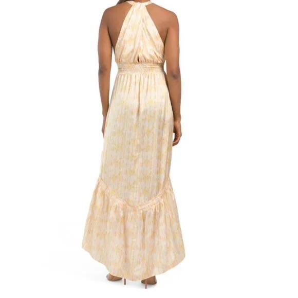 slim fit dress slacks Ramy Brook Aveline Halter Midi Dress - Navy Floral Mesh