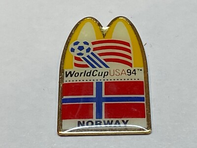 Vintage McDonalds 1994 World Cup Soccer USA Vest Hat Lapel Pin Team Norway Flag