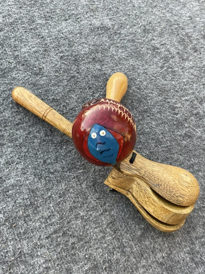 Juego de 2 castañuelas de madera y cara tribal pintadas a mano MARACAS ÚNICO❤️ct39j2 Foto 2 de 4