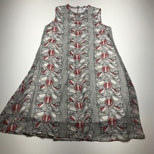 DR2 Dress Womens XS White Red Print Lightweight Pleated Shift Short Sundress