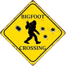Retro Funny Metal Sign Sheet Signs Tin Sign,Spoof Logo, Bigfoot Crossing 12 x...