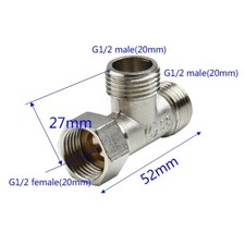 Toilet 304  Copper T Adapter G1/2 T-Valve For Bath Bidet Sprayer Shower