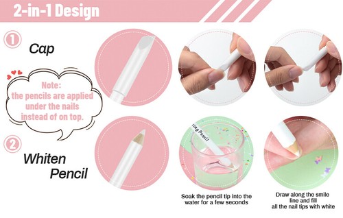 French Manicure Effect Under Nail Tip White Nail Pencil Choice of 4 from £3.99 - Picture 30 of 38