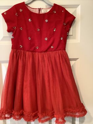 boden holiday dress Pre-Loved Mini Boden Velvet Dress with Sequin Polka Dots Holiday Red –  Designer Kids Outlet main image 0