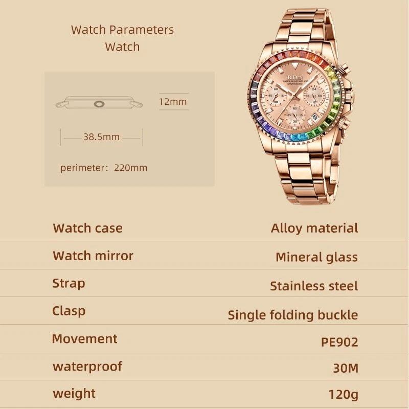 Relojes de pulsera de cuarzo para mujer y mujer pulsera cronógrafo impermeable reloj calendario Foto 4 de 4