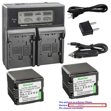 Kastar Battery LCD Dual Fast Charger for Panasonic VW-VBG260 AG-AC160A AG-HMC40