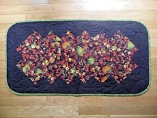 HANDMADE PATCHWORK QUILTED TABLE RUNNER Fall Harvest Pumpkins Nuts Berries 37x18