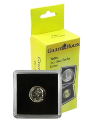 10 Guardhouse 2x2 Tetra Snaplock Coin Holders for Dime & $2-1/2 Gold 17.9mm