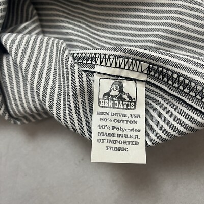 Vintage Ben Davis 1/2 Zip Black Hickory Stripe Mens Shirt USA Made
