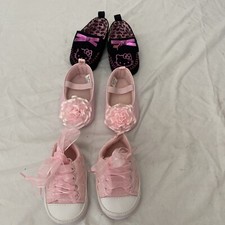 Bundle Of 3 Pink, black Shoes for Babies 3 to 6 months