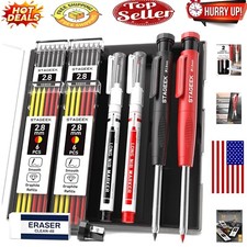 Carpenter Pencil with Sharpener, Mechanical Pencils Set with 26 Refills,