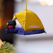 Personalized Camping Ornament, Camping Wood Plastic Ornament Travel Trailer Shap