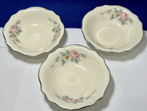 Vintage Homer Laughlin Virginia Rose Obst Dessert 5-1/2" Schüssel Set x3