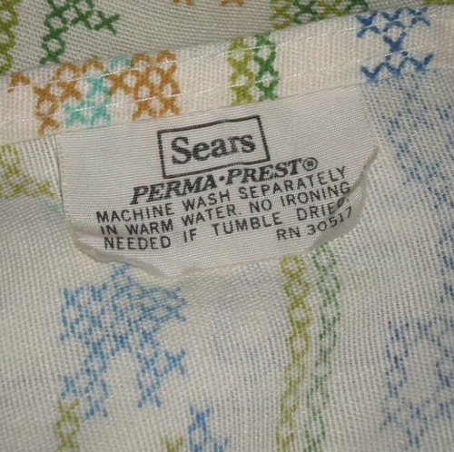 Vtg Sears Perma Prest Faux Embroidery Sampler Bedspread Fringe 92" X 110" - Picture 7 of 7