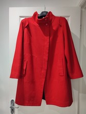 Ladies Marks And Spencer's  Red Wool Blend Coat Size 18 Petite.