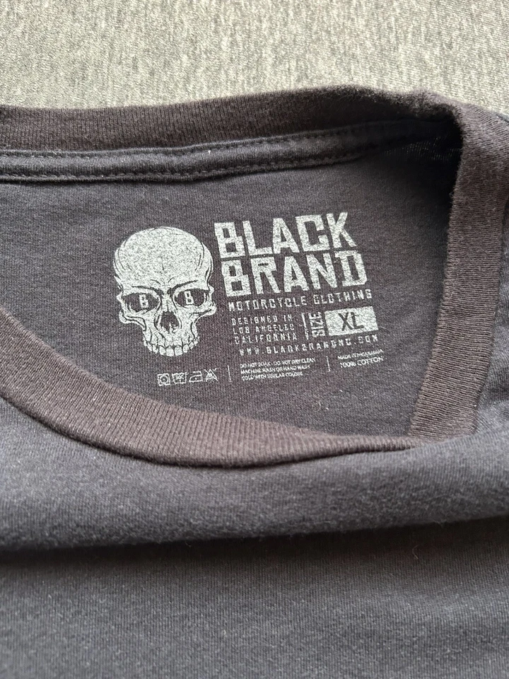 Black Brand Motorcycle T-Shirt Men’s Size XL Black Skull Design - Image 4 of 4