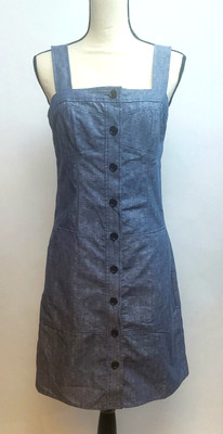 Derek Lam Design Nation Blue Dress Jumper Style Chambray Button Front Size 8