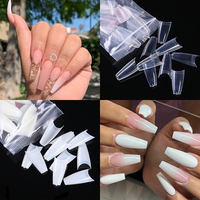 500pcs Bag Quick Building T Shaped Half Cover Nails Tips Uv Extend Gel Nail Art Ebay
