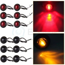 12x Amber +Red 3/4 inch Clearance Side Marker Indicator Light for Truck Trailer
