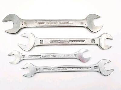 Four Vintage HAZET Chrome Vanadium Open End  Wrenches, 450 Series, mm