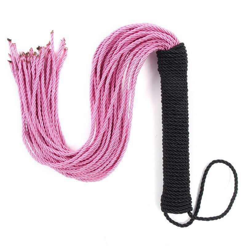 Multicolor Fetish Soft Nylon Rope Whip Flogger Handle Spanking Paddle Knout