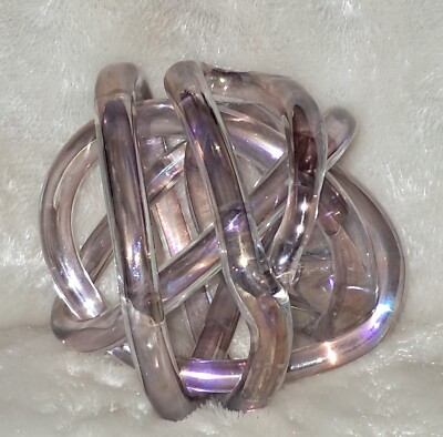 Handcrafted Infinity Iridescent Glass Circular Paperweight Coil Ball Fused