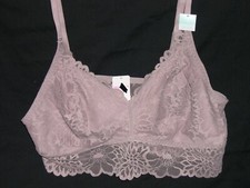 PINK by Victoria's Secret TAUPE Lace Wireless Unlined Bralette Bra LARGE - NWT