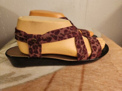 Lifestride Soft Systems Debutante Womens sz 8.5W Animal Print Wedge Sandals #38