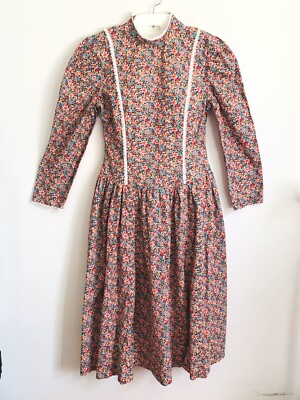 Handmade Prairie Country Cottage Core Long Dress Modest Small? Floral Cotton  | eBay