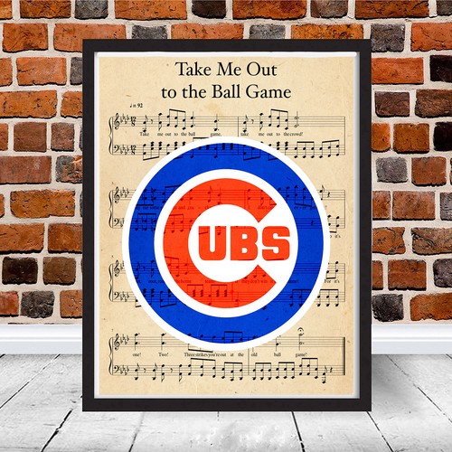 Chicago Cubs Take Me Out to Ball Game Sheet Music Logo Gift Baseball Wrigley Art - Picture 2 of 3