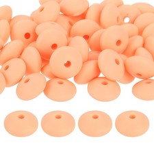 50Pcs, 12mm Silicone Lentil Beads Loose Abacus Bead for DIY Peach