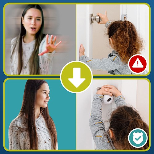 Child Safety Door Knob Cover (4 Pack) Hard-to-Remove Dual-Lock Door Handle Co... - Picture 8 of 9
