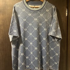 Sergio Tacchini Cosimo T-Shirt Faded Denim Large White Velour Mens Large