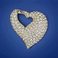 Swarovski Swan Pave Crystal Silver Tone Chunky Abstract Heart pendant Sparkly