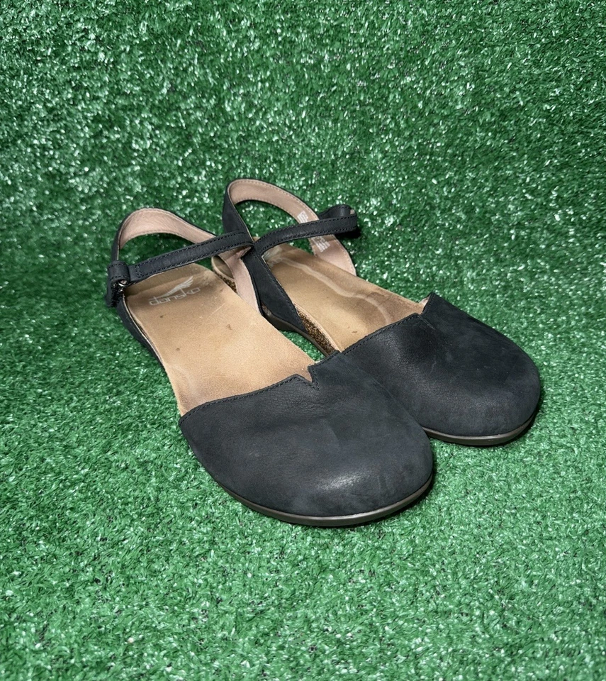 Dansko 女式 Rowan 露趾凉鞋 Mary Jane 黑色麂皮绒 EU 38 美国尺码 7.5-8 — 第 2/4 张图片