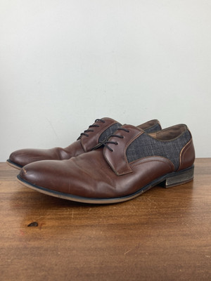 Call It Spring Rampart Derby Vegan Dress Shoes Cognac Brown Gray Men's Size 12