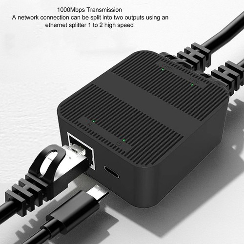 Ethernet Splitter Rj45 1 In 2 Out 1000Mbps USB C Power Sicher Stabile Signa KUI - Photo 10/24
