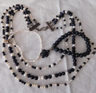 Freshwater Pearl Black Goldstone Beaded Necklace and Beaded Bracelets LOT of 3 — photo 1