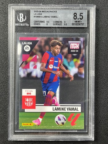 LAMINE YAMAL BGS 8.5 2023-24 PANINI MEGACRACKS LA LIGA 108BIS ROOKIE RC MGK 6757